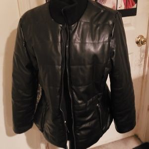 Faux leather bomber